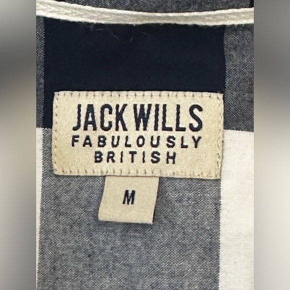 Jack Wills Men's Buffalo Check Navy White Shirt Medium EUC - Picture 5 of 8